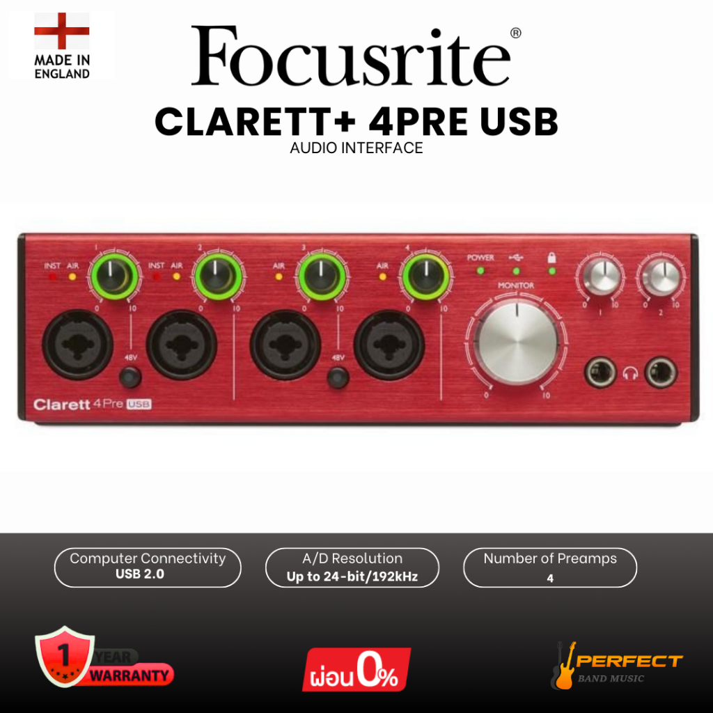 ออดิโออินเตอร์เฟส Focusrite Clarett+ 4Pre USB Audio Interface * กรุณาสอบถามก่อนสั่งซื้อ *