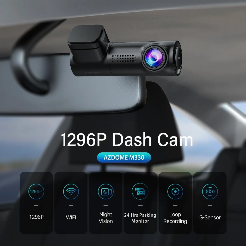 AZDOME M330 กล้องติดรถ 1296P มุมกว้าง 150 องศา WIFI ทนแดดสูงด้วย Capacitor รับประกัน 1 ปี thumbnail 4