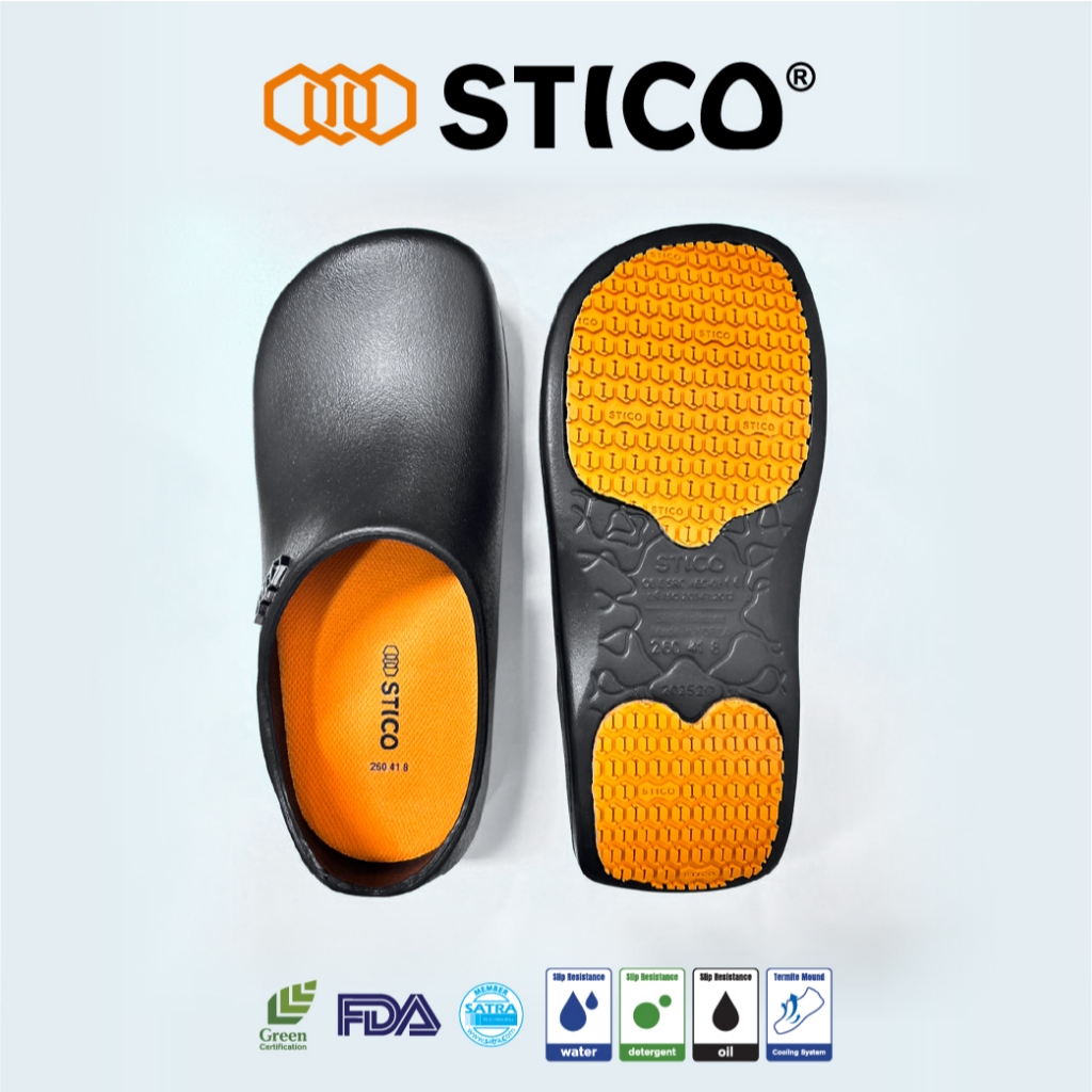 รองเท้าครัวรองเท้าเชฟ Stico รุ่น NEC-03 สีดำ กันลื่น