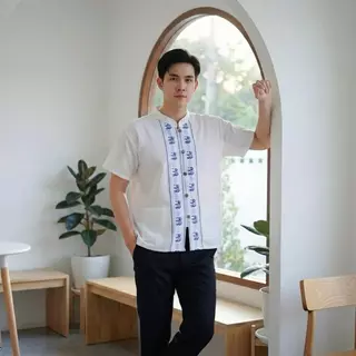 เสื้อผ้าฝ้ายผู้ชาย ลายช้าง ผ้าฝ้าย100% ใส่เที่ยวใส่ทำงาน เสื้อพื้นเมืองชาย