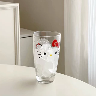 (ส่งด่วน) แก้วน้ำ Hello คิตตี้ 340 ml ดีไซน์น่ารัก ขอบลูกไม้ ของขวัญ สไตล์เกาหลี เหมาะสำหรับใส่น้ำผลไม้ เครื่องดื่ม