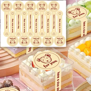 สติ๊กเกอร์คาดกล่อง สำหรับขนม เบเกอรี่ และตกแต่งแพ็กเกจ 10แผ่น 100 ดวง