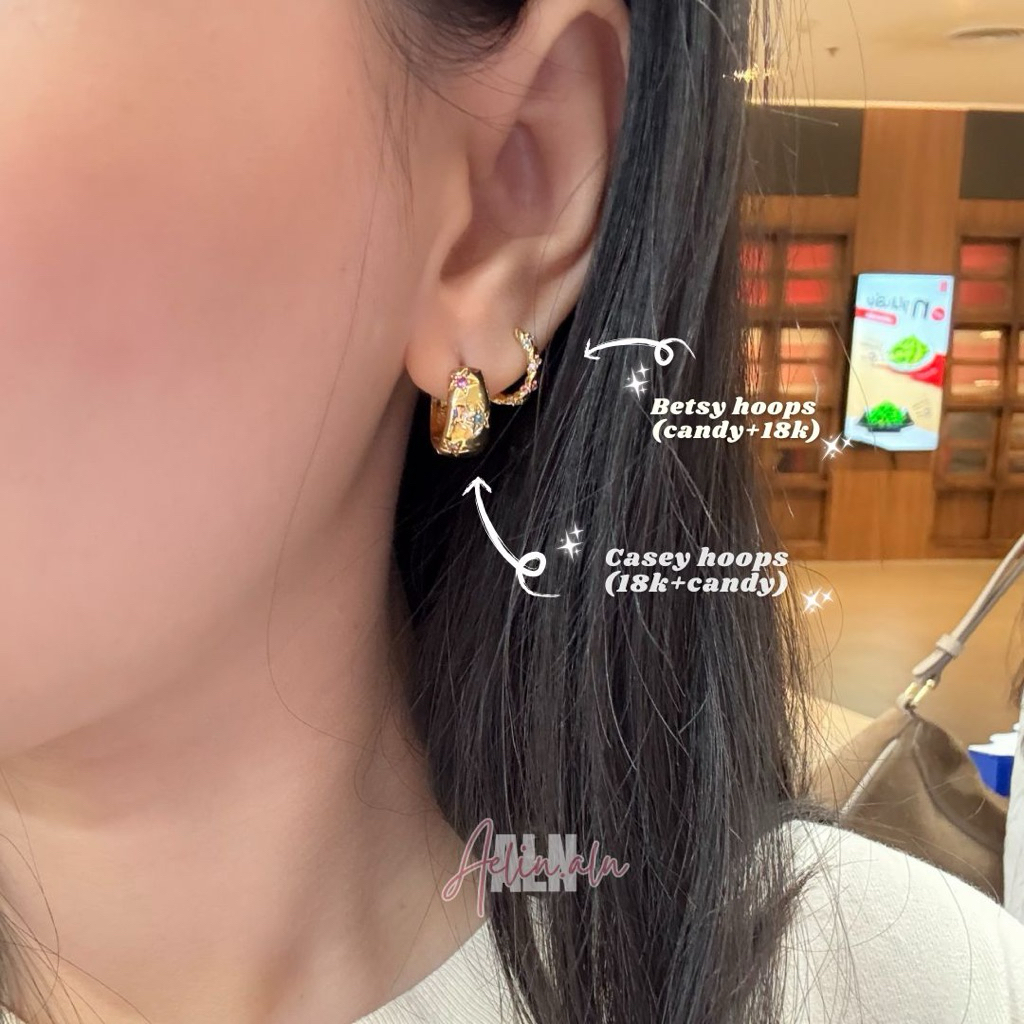 Casey hoop earring - Aelin.ALN (ต่างหูห่วง ตุ้มหูห่วงติดแกลม) มี 5 แบบให้เลือกค่ะ ใส่ได้หลายลุค rhodium #H6-9