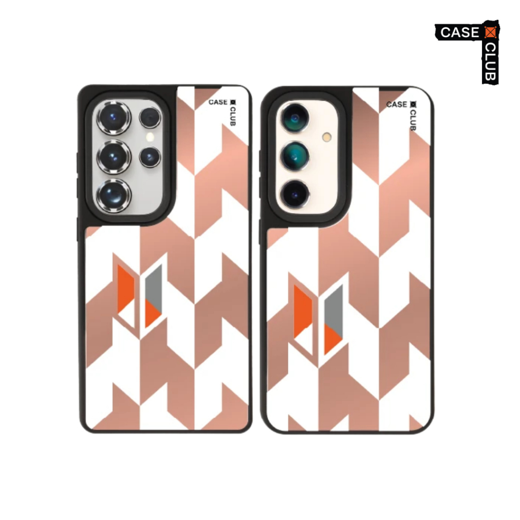 CaseClub เคสโทรศัพท์ เคสกระจก ลาย Vertical Houndstooth สำหรับ Galaxy S25/S24 Ultra/S25/S24