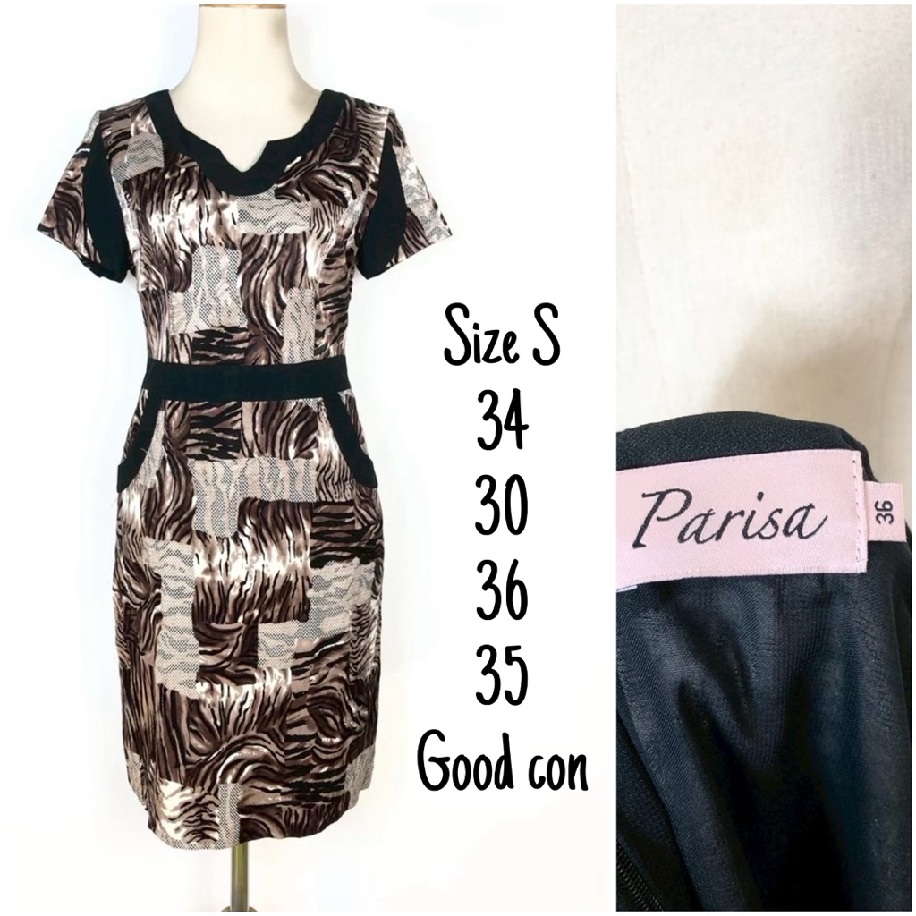 Parisa เดรสลายเสือ size S