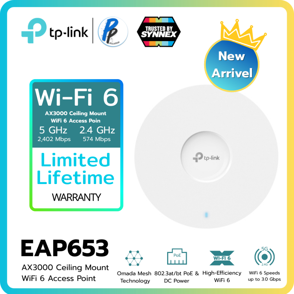 TP-Link ⚡️ACCESS POINT แอคเซสพอยต์⚡️ EAP653 AX3000 Ceiling Mount WiFi 6 Access Point