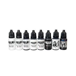 หมึกสักแท้ 10 ml Dynamic / Intenze / Harajuku สีดำ-สีขาว สำหรับงานเส้นและงานถม (แบ่งขาย)