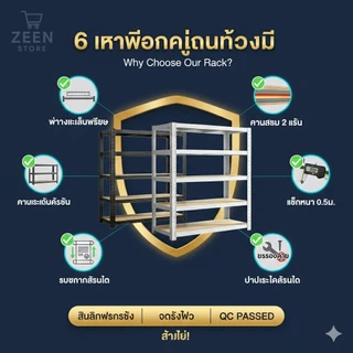 ZEEN ชั้นวางของ ใหญ่ 6/5/4/3ชั้น สแตนเลส+ไม้ 300-600 กก. แข็งแรงมาก เลือกได้หลายขนาด ความสูงสามารถปรับได้แต่ละชั้น shelf