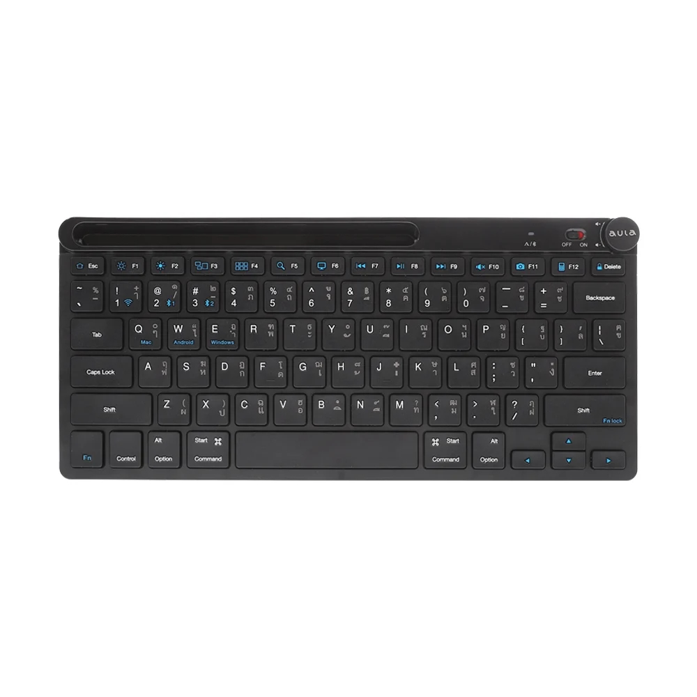 AULABLUETOOTH/WIRELESS KEYBOARD (คีย์บอร์ด) AK205A BLACK