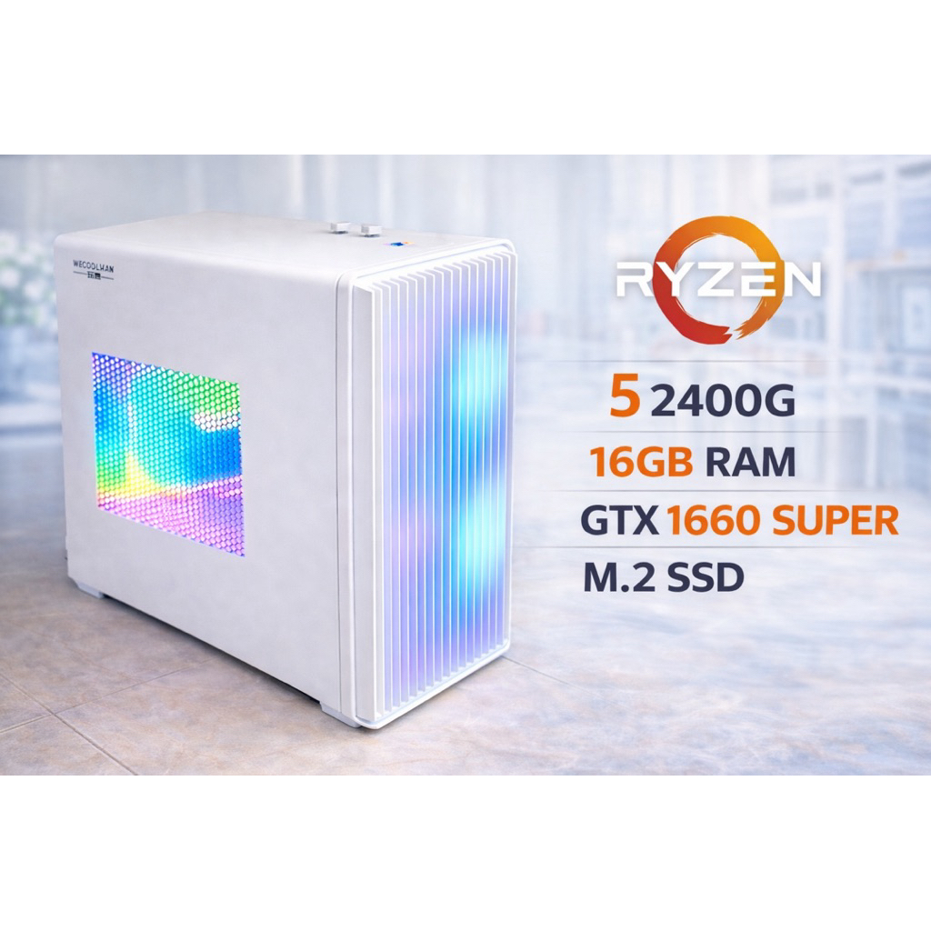 คอมสีขาวไซส์เล็กพร้อมใช้ ✨ GTX 1660 Super / R5 2400G / RAM 16GB  M.2 Nvme 256GB เปิดวินโดว์ไว โหลดเก
