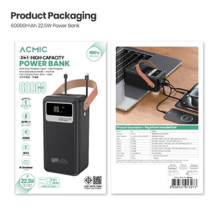 ACMIC พาวเวอร์แบงค์ AP60-03PD PRO/AP80-03PD PRO Powerbank 60000-80000mAh PD22.5W สายในตัว