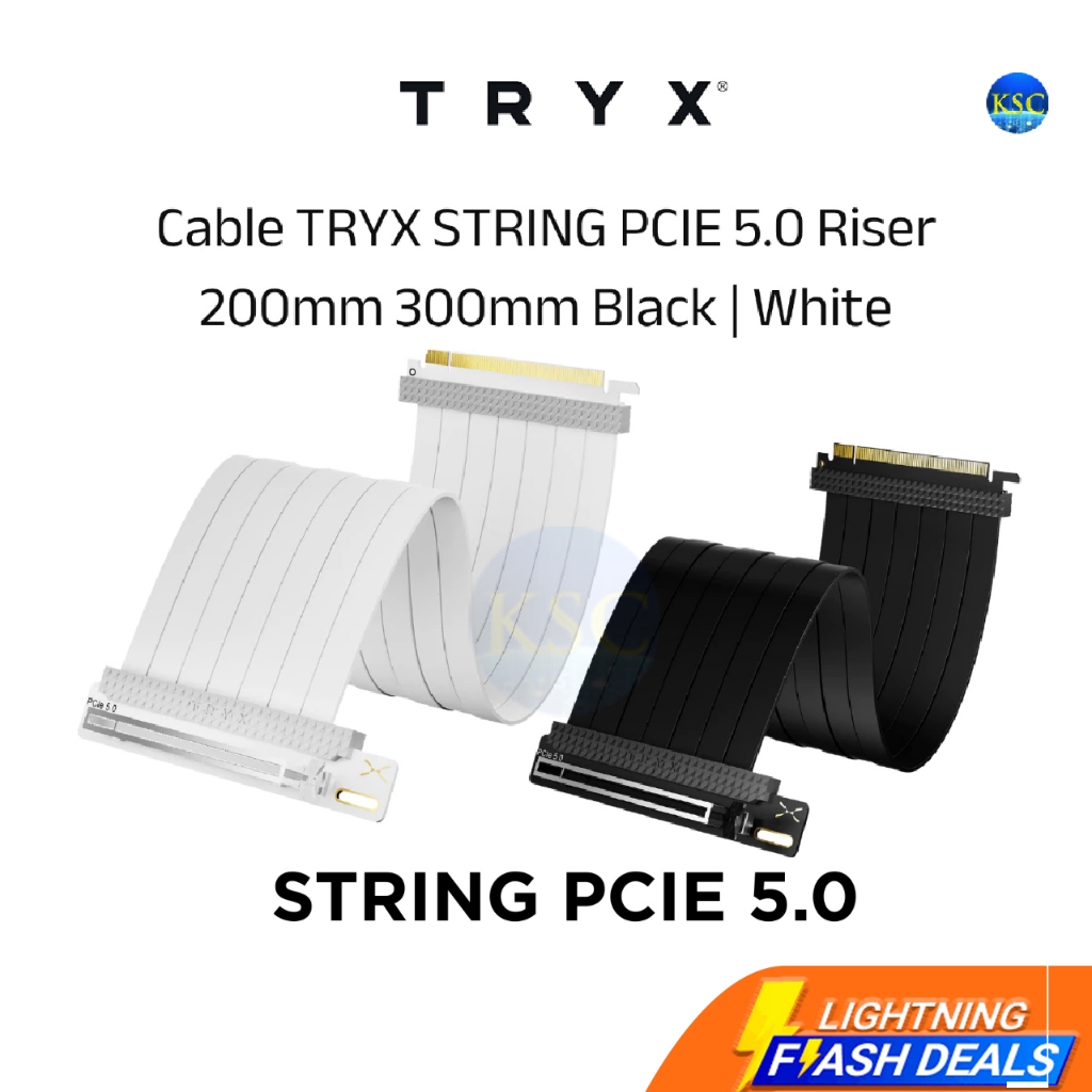 TRYX String PCIE 5.0 x 16 Riser Cable 200mm 300mm 128GB/s Vertical Graphic Card/GPU PCIE 4.0 Support