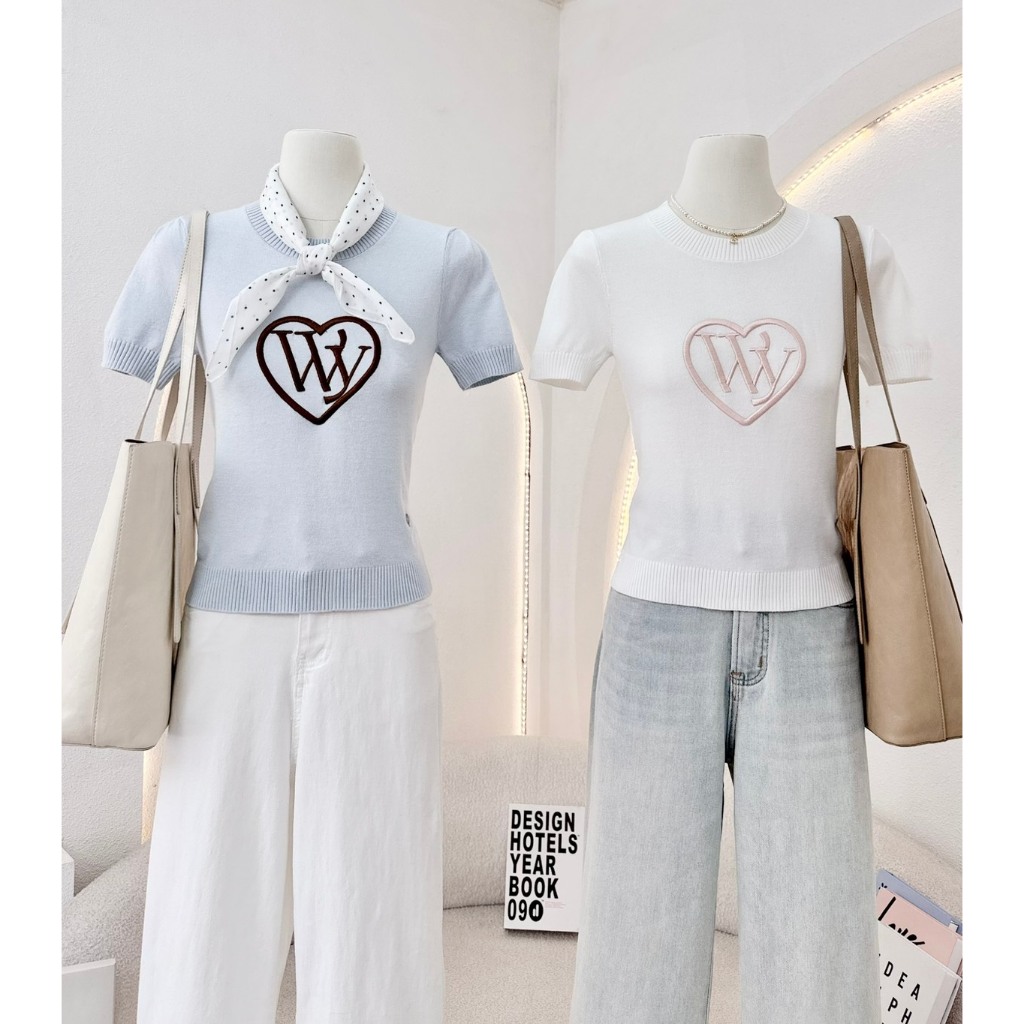 WAYA 25522เสื้อไหมพรมปักหัวใจ