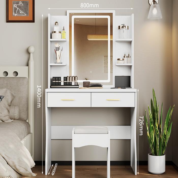 Yifeng ชุดโต๊ะเครื่องแป้ง พร้อมกระจกและเก้าอี้ LED และ กระจกธรรมดา มีให้เลือก รุ่น H 5610 5611