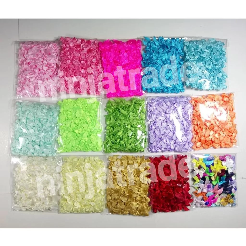 🎀โบว์จิ๋ว โบว์ผ้าเนื้อซาติน โบว์ตกแต่ง ริบบิ้นกว้าง 7มิล(50,100ชิ้น)มี34สีให้เลือก 1/2(มีรายละเอียดเพิ่มเติมค่ะ)