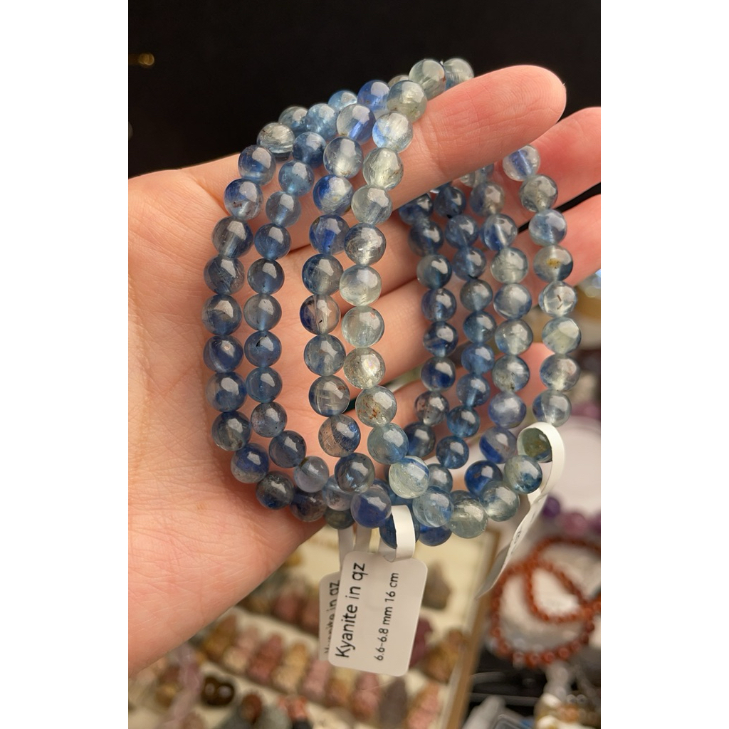 เกรดใส-Kyanite in Quartzขนาดข้อมือ16/ขนาดหิน6.6-6.8mm