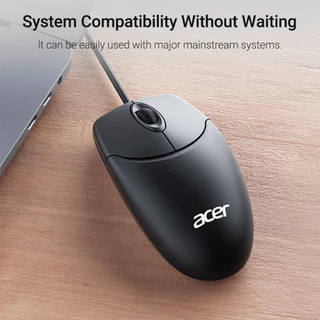 Acer เมาส์มีสาย M117 เสียบแล้วใช้ได้เลย ดีไซน์ไร้เสียง เฟืองปรับสเกล สรีรศาสตร์ Wired Mouse เมาส์