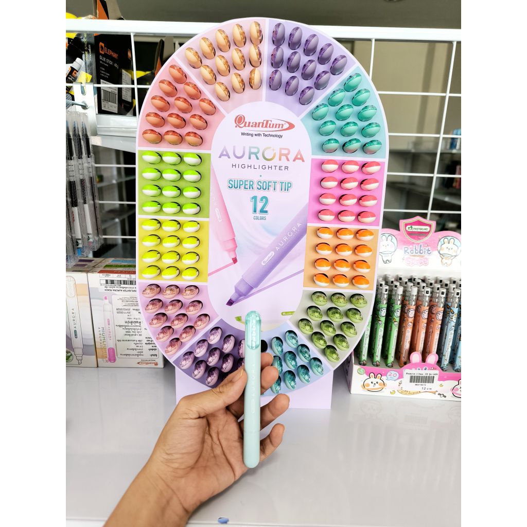 ปากกาไฮไลท์ 12 สี ควอนตั้ม รุ่น Aurora Super Soft Tip