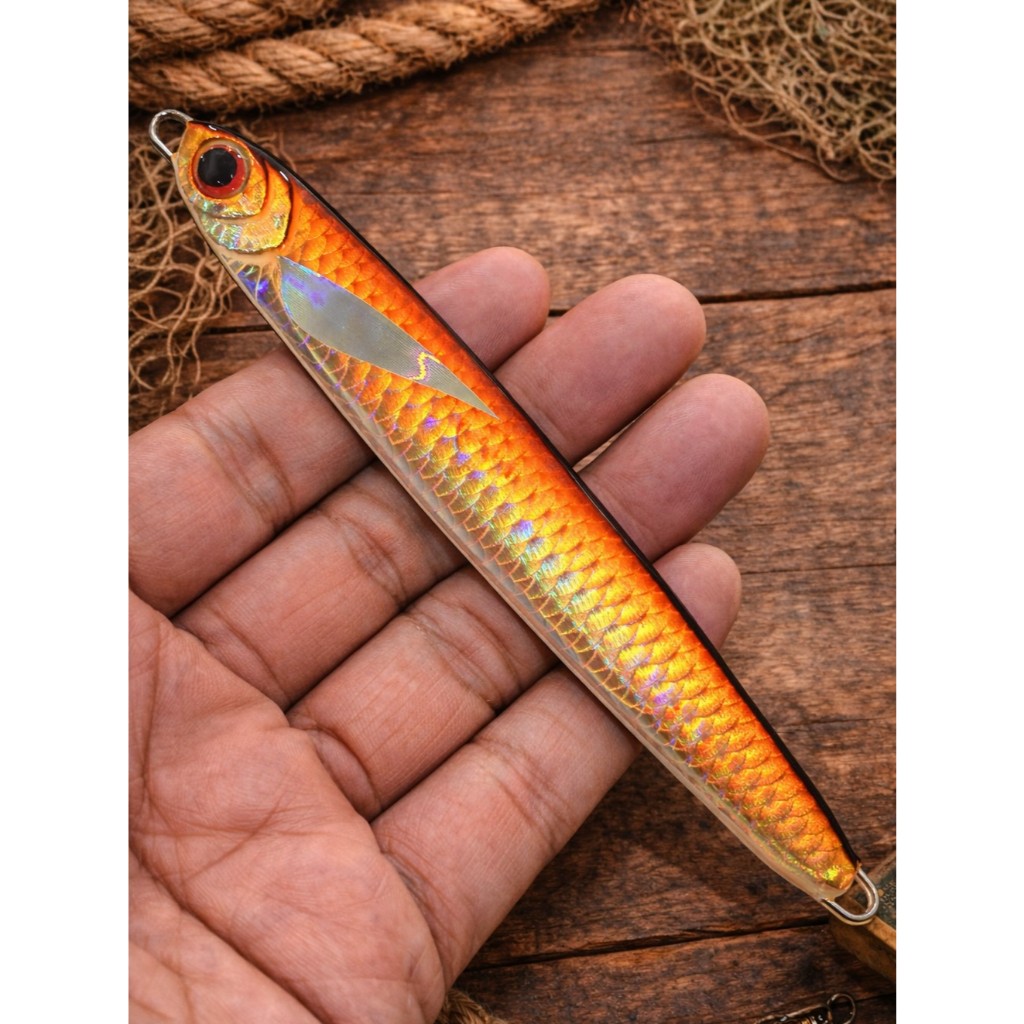 A-014 เหยื่อจิ๊กสีส้ม Orange Hologram Jig 25g-60g งานทะเล รูปที่ 3