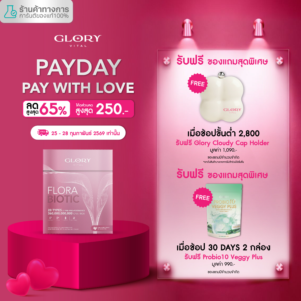 Glory Flora Biotic ฟลอร่า ไบโอติก Pre+Pro+Postbiotics รวม 20 ชนิด รสมิกซ์เบอรี่
