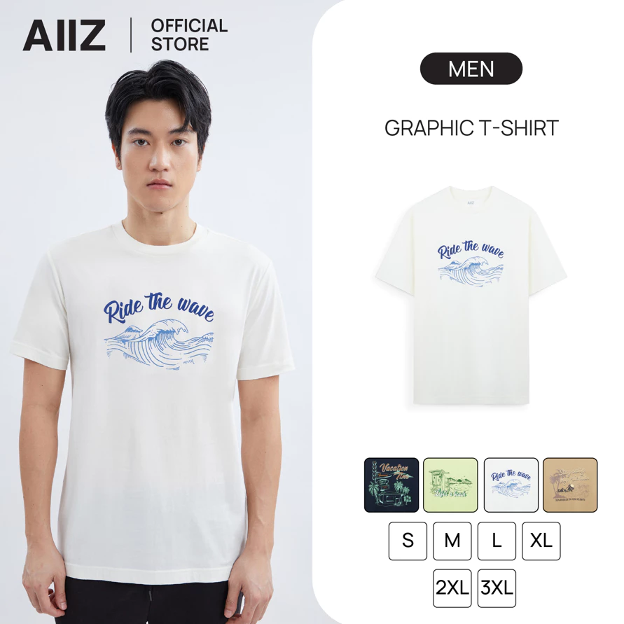 AIIZ เสื้อยืดคอกลมผู้ชาย ลายกราฟิก AIIZ Men's Graphic T-Shirt