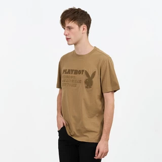 PLAYBOY เสื้อผ้าผู้ชาย/เสื้อ/เสื้อยืดสีน้ำตาล รุ่น P1MT269TB031BR