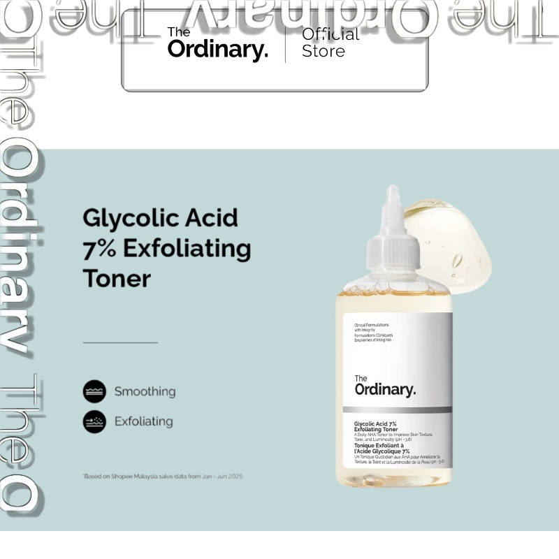 The Ordinary Glycolic Acid 7% Exfoliating Toner - 240mL | โทนเนอร์ผลัดเซลล์ผิว ผิวเรียบเนียน
