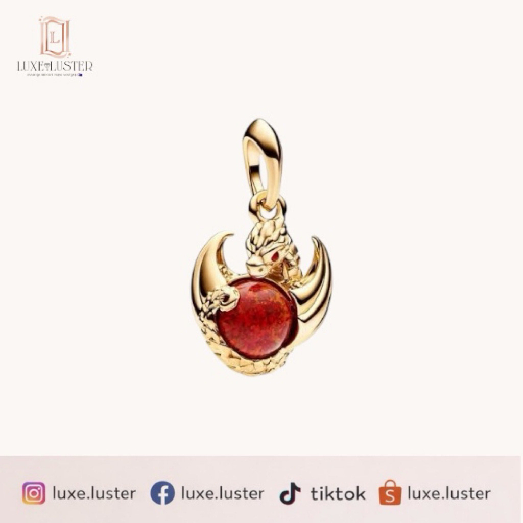 Pandora ของแท้💯game of thrones ชาร์มมังกรทอง พร้อมส่ง🛵แถมอุปกรณ์ครบเซ็ต🩷