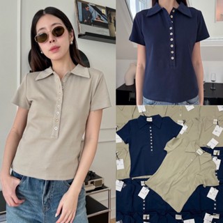 🍊 VL 5181 เสื้อยืดคอปกแขนสั้นกระดุมหน้า  งานเบสิคสไตล์ ใส่สบ…