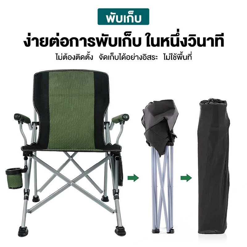 เก้าอี้แคมป์ปิ้ง เก้าอี้สนาม คนอ้วน พร้อมกระเป๋าจัดเก็บ โครงอลูมิเนียมรับน้ำหนักได้ คนอ้วน 300KG thumbnail 4