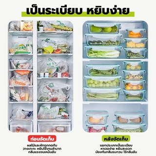 GREENIKA กล่องแก้วใส่อาหาร กล่องแก้วถนอมอาหาร เข้าไมโครเวฟได้ ฝาล็อค 2 ชั้น มีซีลยางกันรั่วซึม ใช้ในตู้เย็นได้