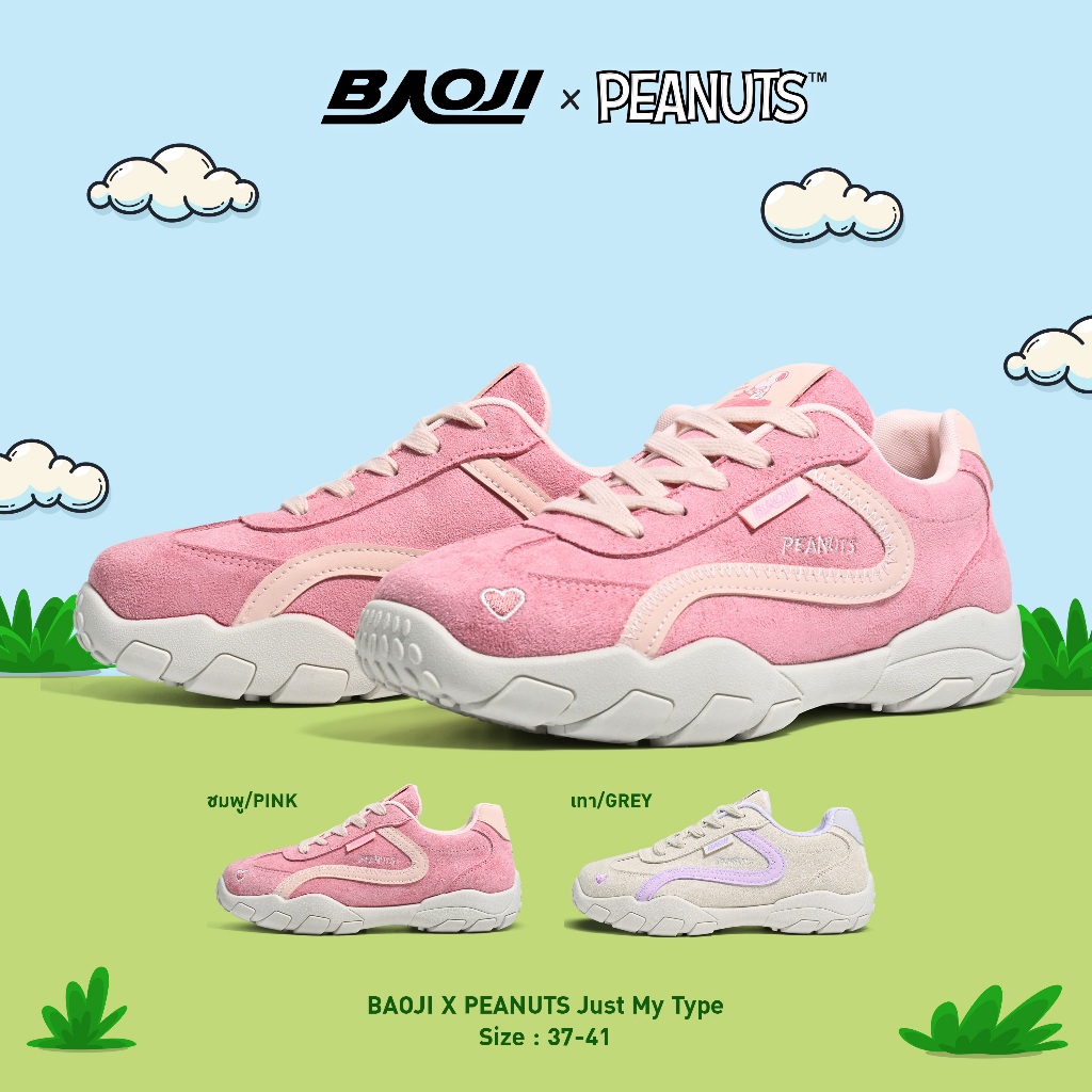 BAOJI บาโอจิ รองเท้าผ้าใบ รองเท้าลำลอง แฟชั่นผู้หญิง รุ่น BAOJIxPEANUTS JUST MY TYPE ลายลิขสิทธิ์แท้สนูปี้ (DPW-SP05)