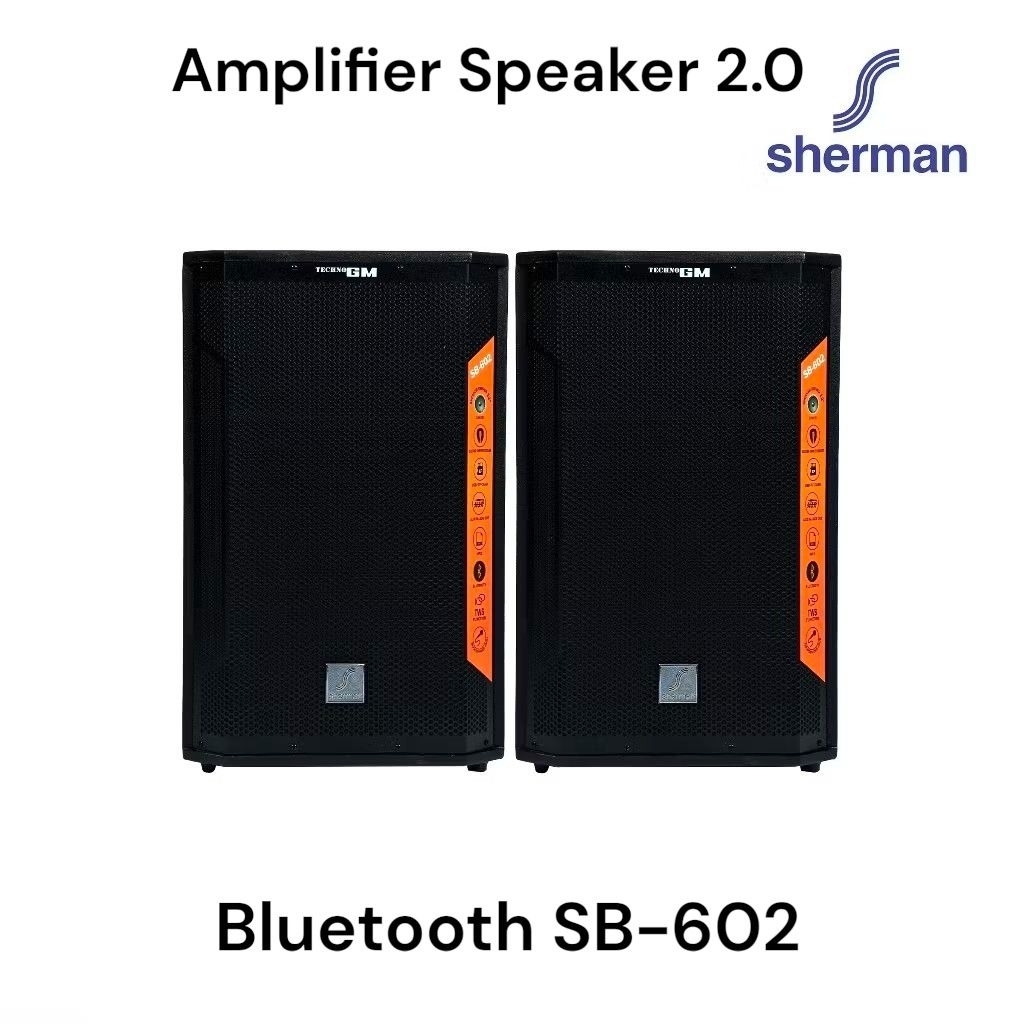 SHERMAN SB-602 (ดำ) ชุดลำโพงขยายกลางแจ้ง ขนาด 12 นิ้ว กำลังขับ 200W