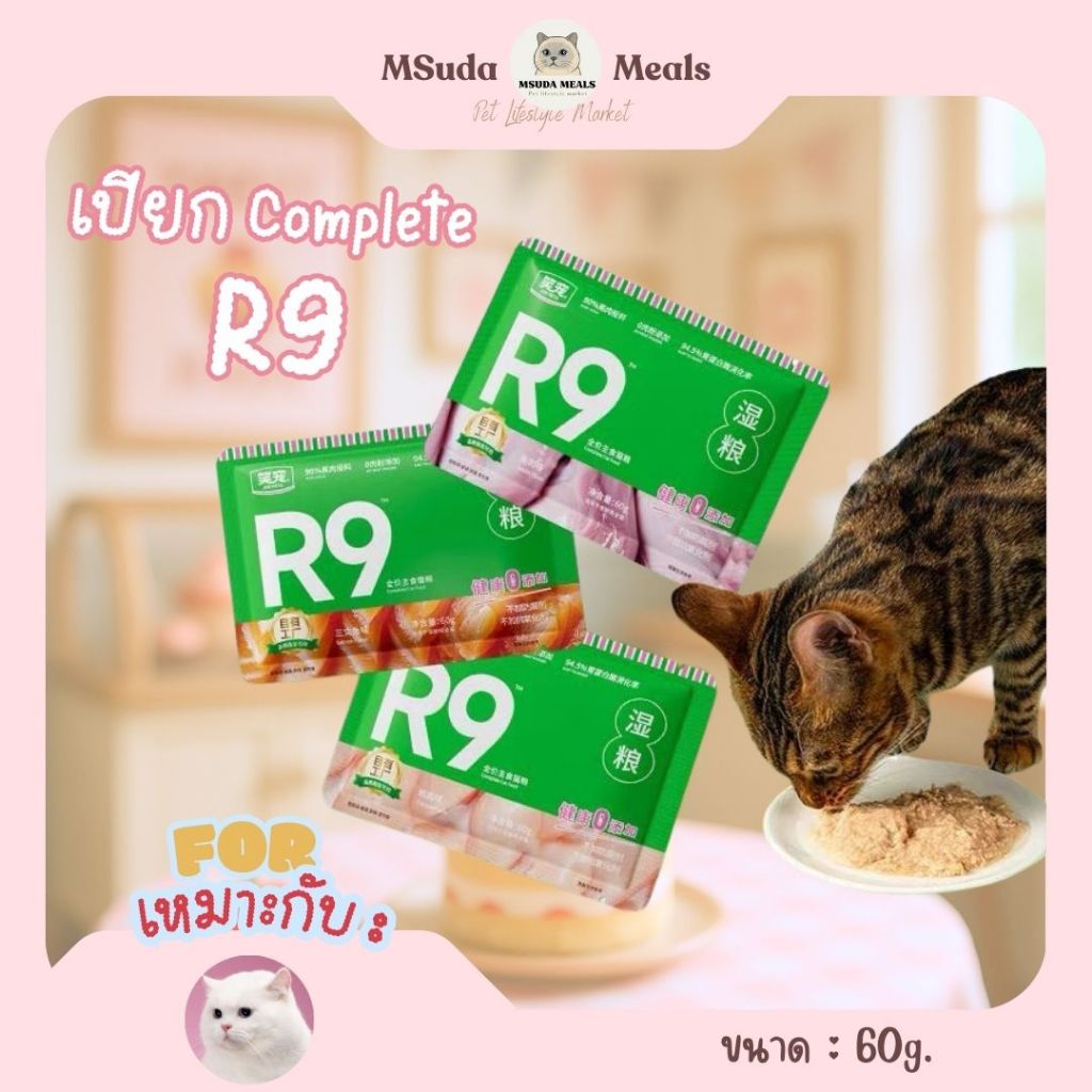 อาหารเปียกแมว R9 สูตรครบถ้วน 60g