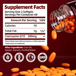 CoQ10-200mg 120Capsules, CoQ10-200mg แคปซูล เพิ่มสุขภาพหัวใจ ป้องกันสารต้านอนุมูลอิสระ ส่งเสริมสุขภาพช่องปาก แล