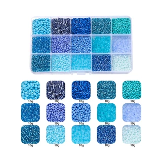 [พร้อมส่ง] เซตลูกปัด 15 ช่อง ลูกปัดมโนราห์ ลูกปัดทราย คุมโทนสี DIY ทำสร้อยข้อมือ สายคล้องแมส ของขวัญเด็ก
