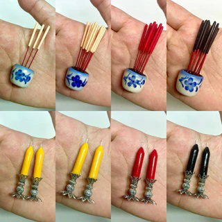 ธูปเทียนจิ๋ว / แจกันดอกไม้จิ๋วราคา/1คู่ (ดอกบัว/กุหลาบ/ดาวเรือง)