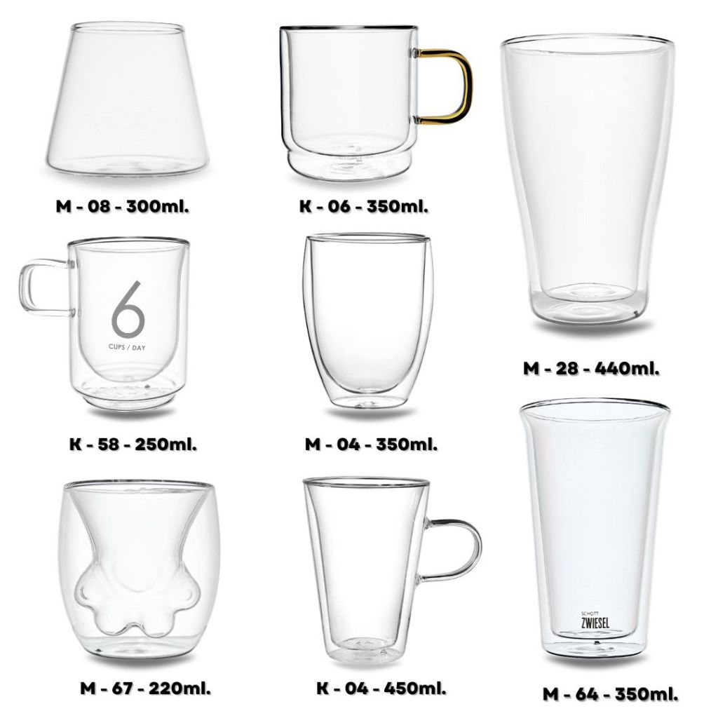 มีส่งด่วน! แก้วน้ำสองชั้น Double wall glass (ความจุ80-500ml) แก้วน้ำสองชั้น ใส่น้ำร้อนและเย็น ดีไซน์สวย แก้วน้ำมินิมอล