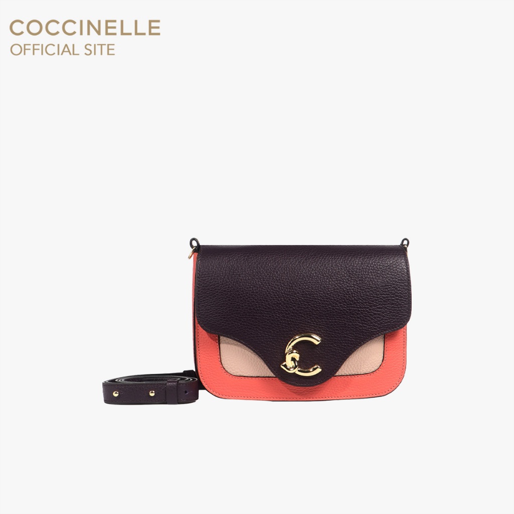 COCCINELLE กระเป๋าสะพายข้างผู้หญิง รุ่น C-ME CROSSBODY BAG 150101 สี PINK CLAY/PRUNE/ROSETTE