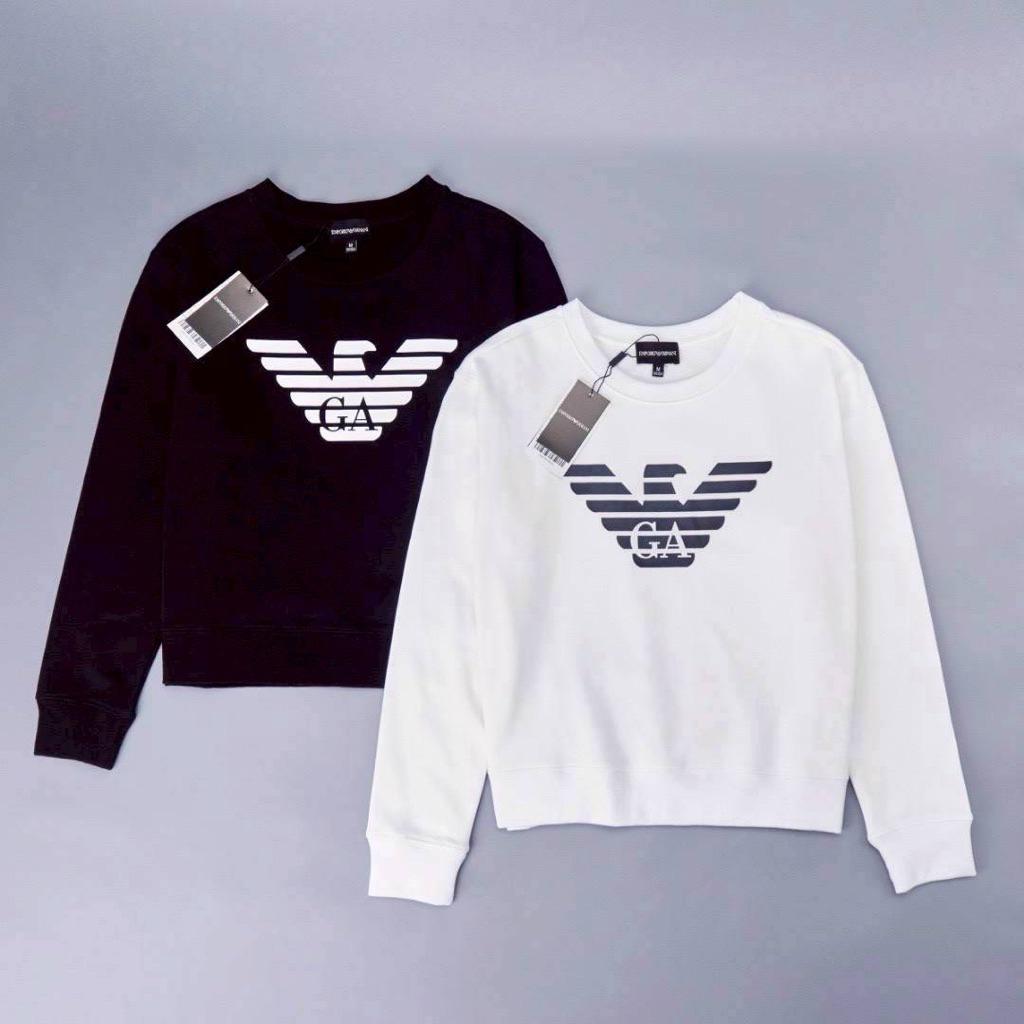 สเวตเตอร์ EM-POR-IO AR-MA-NI JERSEY SWEATSHIRT WITH LOGO มี2สี ขาว,ดำ