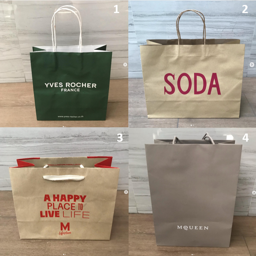 ถุงกระดาษ ถุง ถุงพลาสติก แบรนด์ Yves rocher , SODA และ THE MALL , MQUEEN ของแท้ สภาพสวย ใส่ของขวัญ