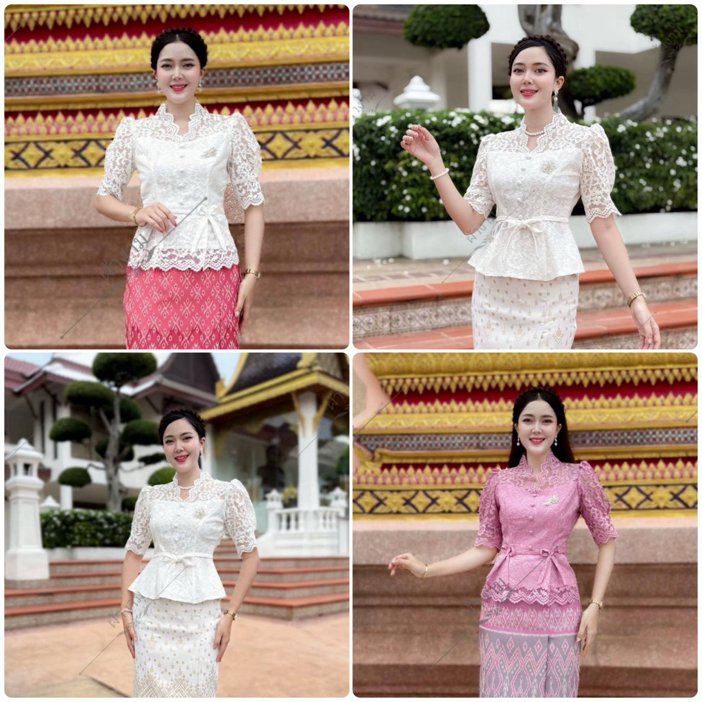 เสื้อลูกไม้อิตาลี ใส่ออกงานบุญ งานบวช ใส่ได้หลายโอกาส อัดซับกาว ใส่สบาย