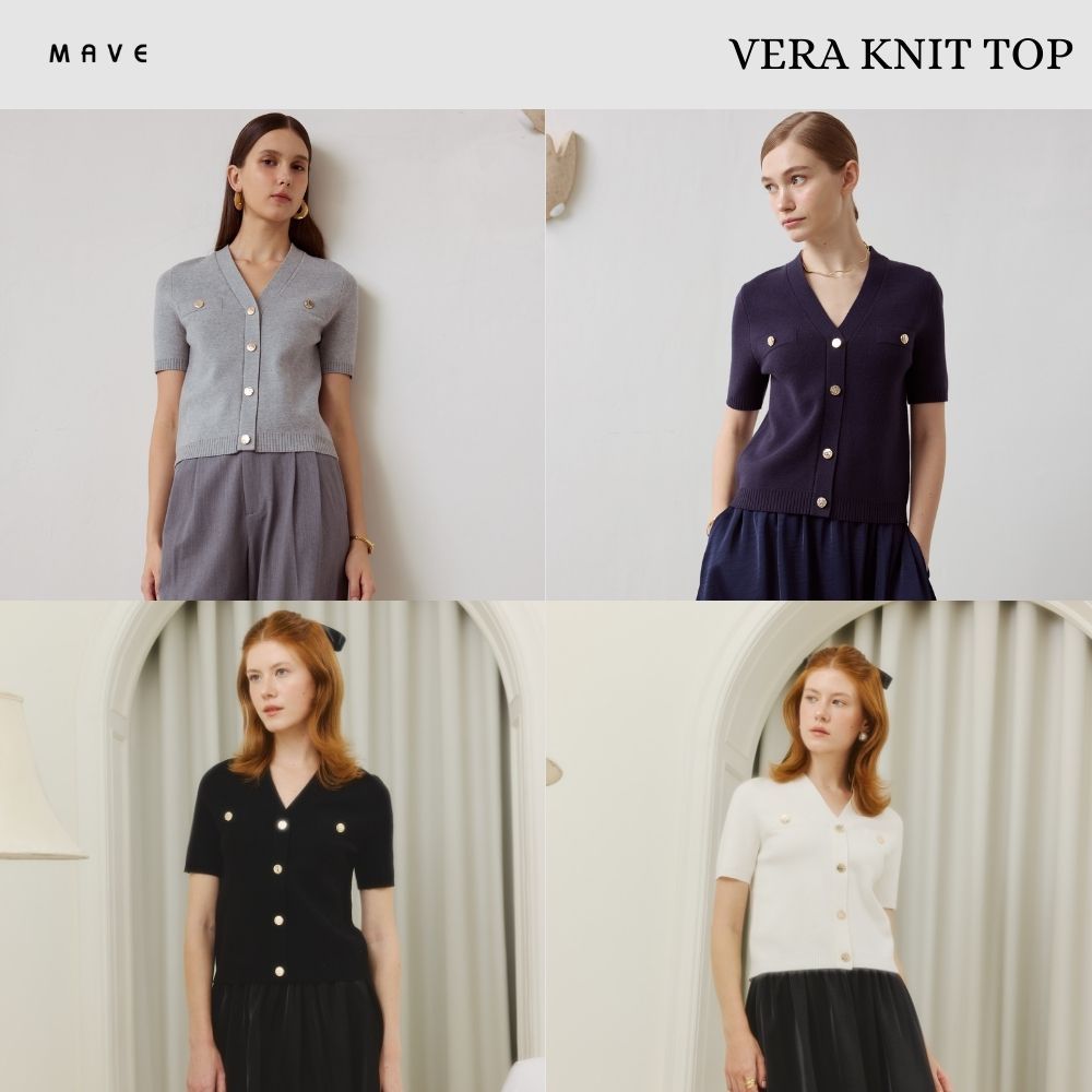 MAVE เสื้อรุ่น Vera knit top สี OFF WHITE,BLACK,VERA,ASH