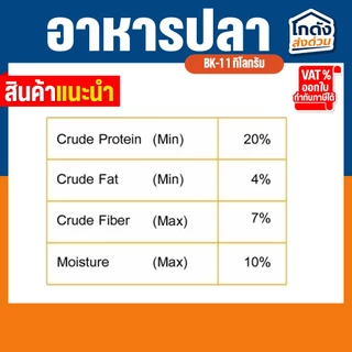 อาหารปลาคาร์พปลาสวยงาม BK-1 สูตรเร่งโตและเร่งสี 20 กิโลกรัม อาหารปลา 2 สี สำหรับปลาสวยงามทุกชนิด