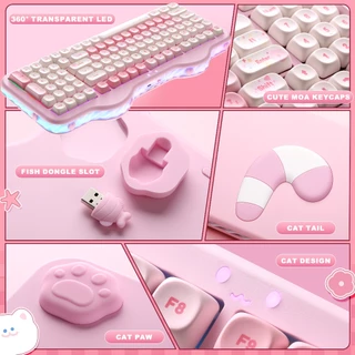[โค้ดคุ้มลด 20%] YUNZII C98 Cake Meow Keyboard Creamy Mechanical Keyboard คีย์บอร์ดไร้สาย Wireless Bluetooth Custom MOA