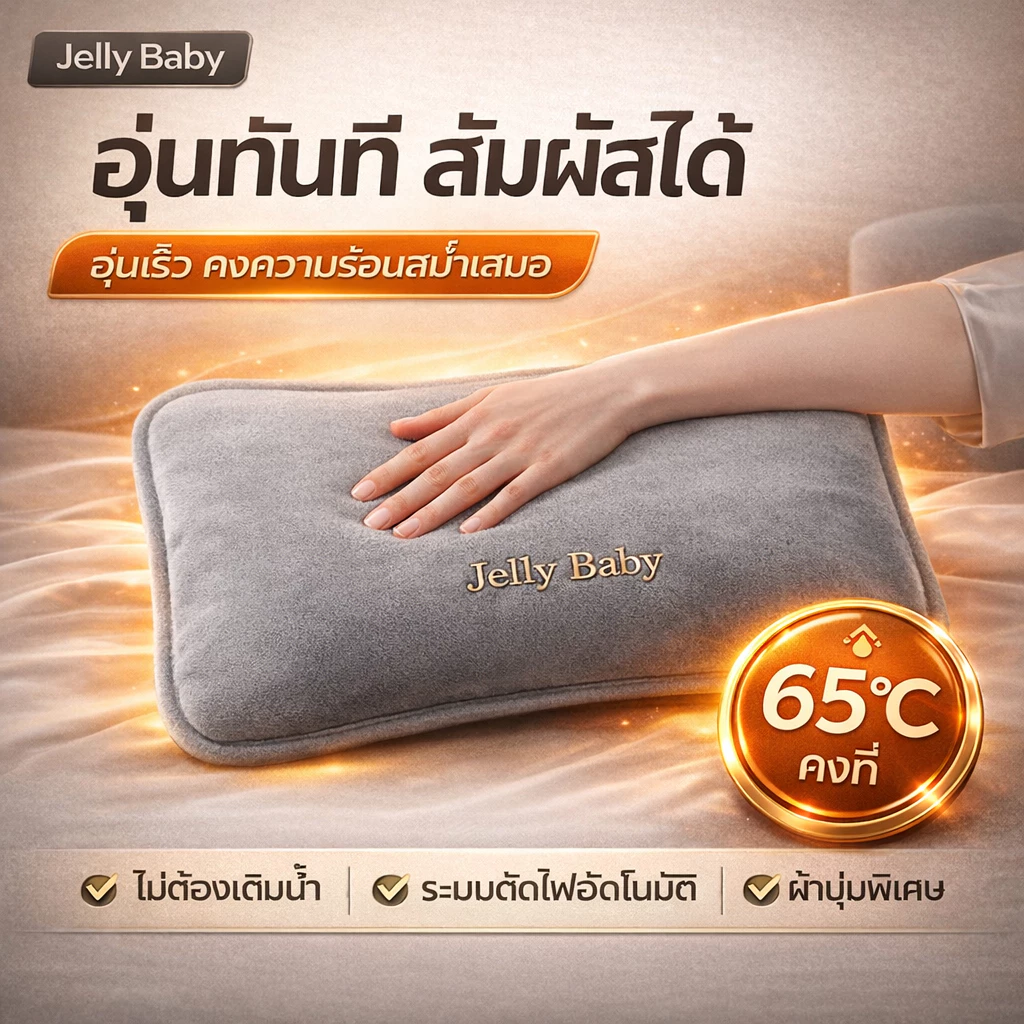กระเป๋าน้ำร้อนไฟฟ้า ชาร์จไฟ ไม่ต้องเติมน้ำ อุ่นเร็ว ปลอดภัย ระบบตัดไฟอัตโนมัติ รับประกัน 1 ปี
