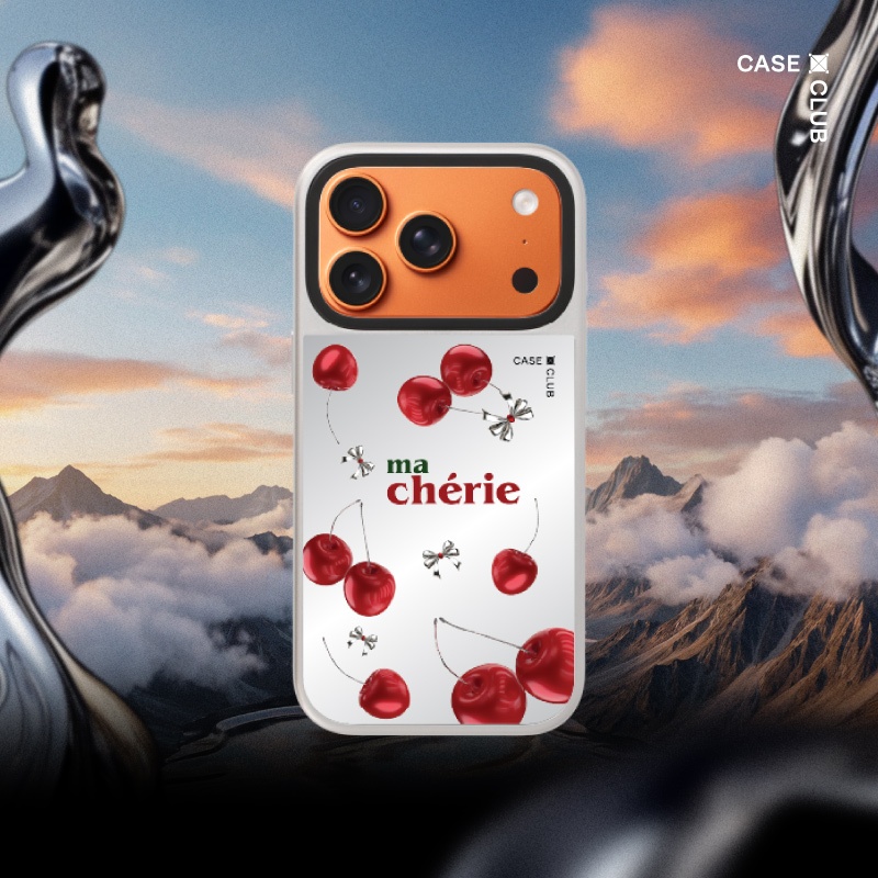 CaseClub เคสไอโฟน เคสกระจก ลาย My Cherry สำหรับ i17 Pro Max/i17 Pro/i Air/i17