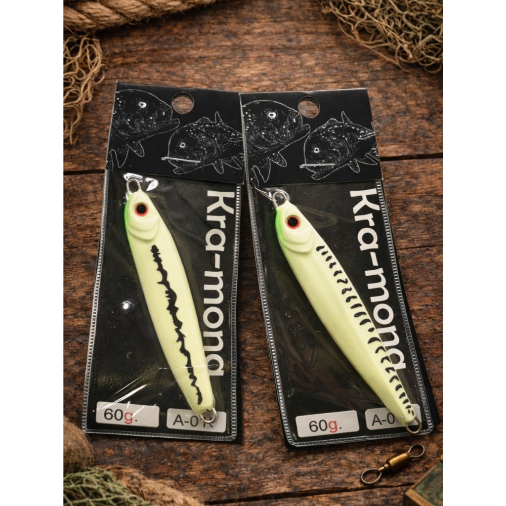 A-015 เหยื่อจิ๊กสีเขียวเรืองแสง Glow Green Hologram Jig 30g-130g งานทะเล