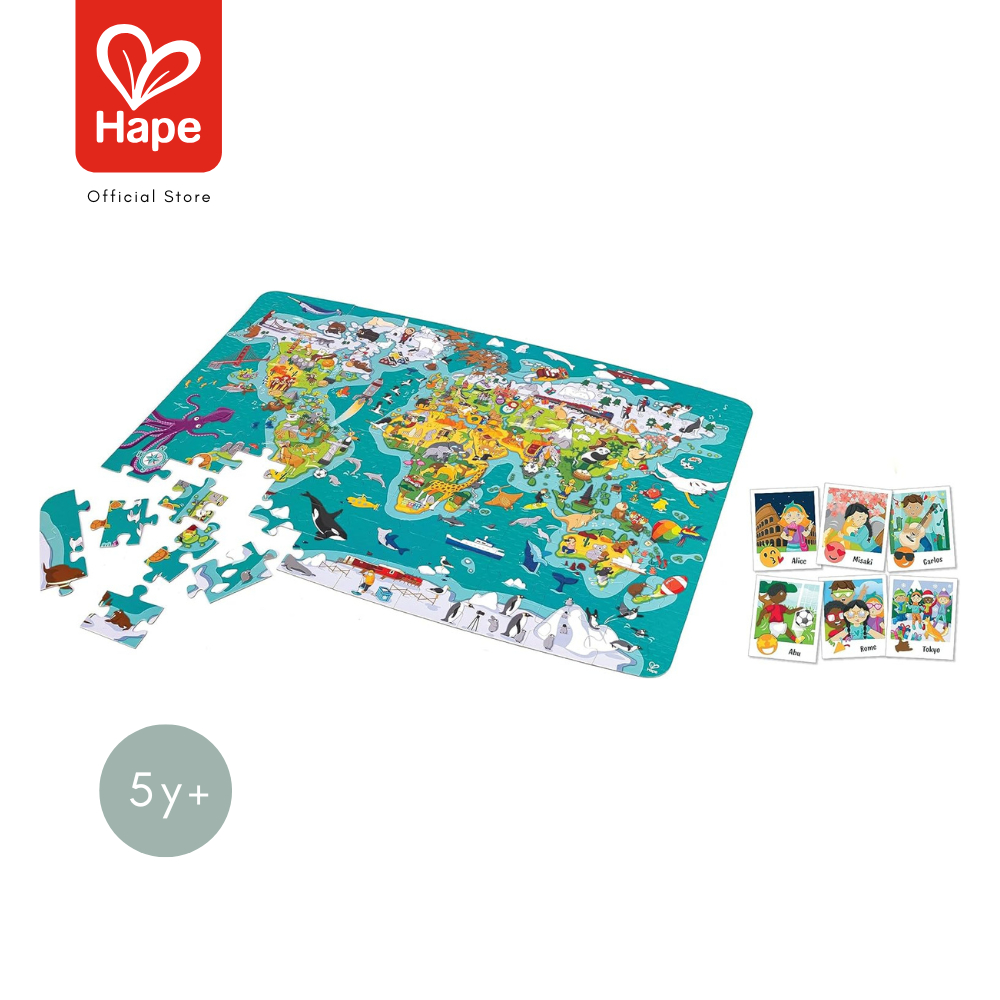 Hape - 2-in-1 World Tour Puzzle and Game เกมปริศนาแผนที่ทัวร์รอบโลก 5Y+