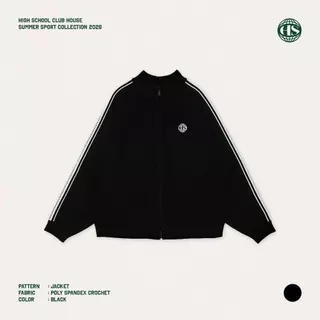 Highschool Summer Collection : Clubhouse Stripe Crochet Track Jacket - เสื้อคลุมโครเชต์ - OTB21014